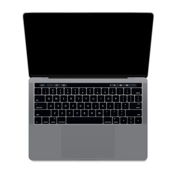 Laptop isolated on a white background with a blank black screen