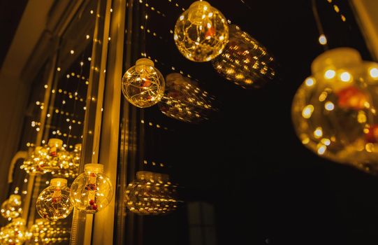 christmas garland with glowing balls