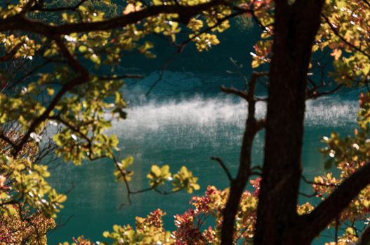 landscape Lago di Fiastra in Marche region, Macerata Province, Italy