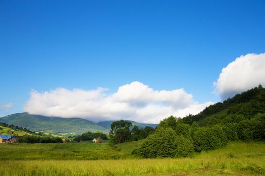 beautiful Carpathian landscapes little village in summer