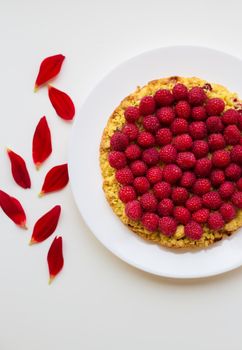 bright raspberry pie and red flower petals