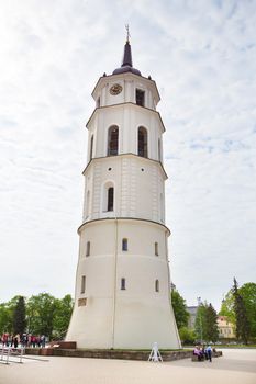 Beautiful sky over the city of Vilnius-view of the bell tower.