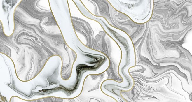Abstract marble light grey background with golden wave