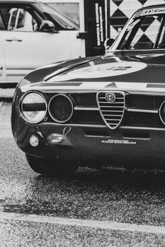 PESARO COLLE SAN BARTOLO , ITALY - OTT 10 - 2021 : ALFA ROMEO JUNIOR SCALINO on an old racing car in rally