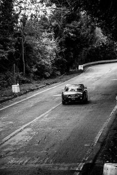 PESARO COLLE SAN BARTOLO , ITALY - OTT 10 - 2021 : ALFA ROMEO JUNIOR SCALINO on an old racing car in rally