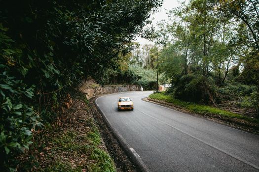 PESARO COLLE SAN BARTOLO , ITALY - OTT 10 - 2021 : ALFA ROMEO JUNIOR SCALINO on an old racing car in rally