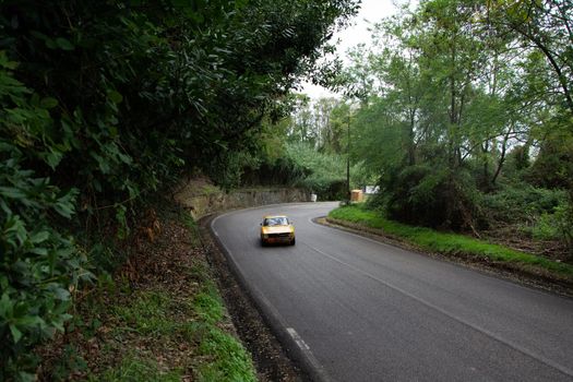 PESARO COLLE SAN BARTOLO , ITALY - OTT 10 - 2021 : ALFA ROMEO JUNIOR SCALINO on an old racing car in rally