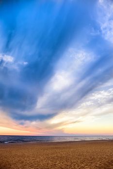 Beautiful sunset on the beach. Landscape