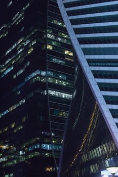 Modern high corporate building at night