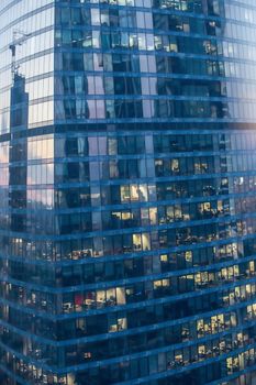 Facade of a modern office building of a skyscraper