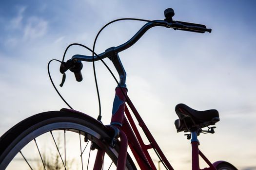 Bike of beautiful cloudy Sunny sky