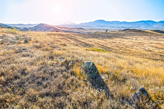 beautiful valley landscape surrounded by mountains