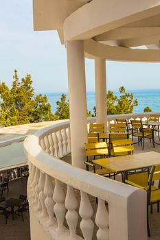 Summer cafe on the beach in the open air