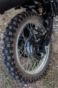 Rear Wheel Sport bike. Close-up detail.