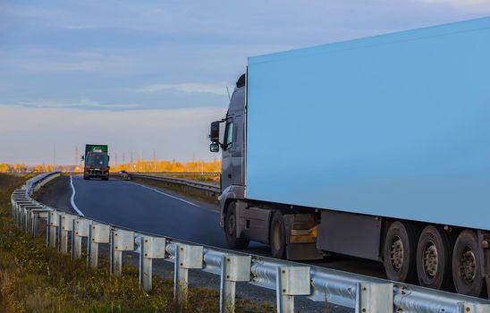 trucks moves on the country highway
