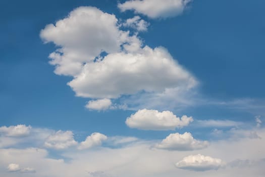 blue sky with clouds closing the sun