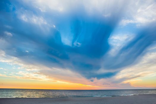 Beautiful sunset on the beach. Landscape