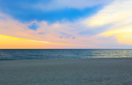 Beautiful sunset on the beach. Landscape
