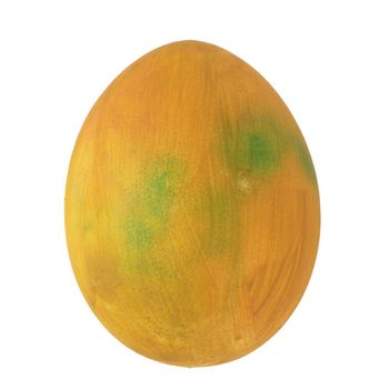 Orange painted egg isolated on white background.