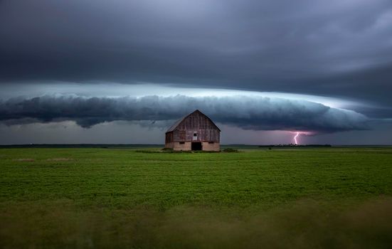 Major lightning Saskatchewan storm in summer rural Canada