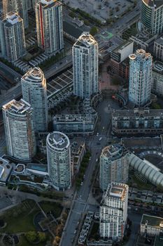 Vancouver Downtown, British Columbia, Canada. Aerial view on the residential buildings.