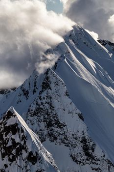 Aerial Landscape View of Tentalus Range in Squamish, British Columbia, Canada.