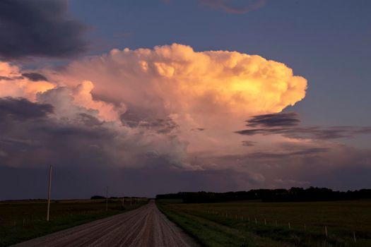 Prairie Storm Clouds Canada Saskatchewan Dramatic Sunset