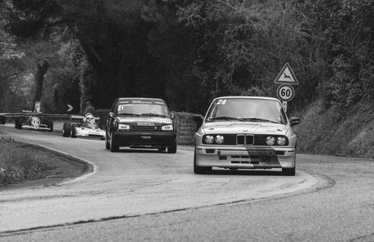 PESARO COLLE SAN BARTOLO , ITALY - OTT 10 - 2021 : BMW 2002 on an old racing car ifor rally