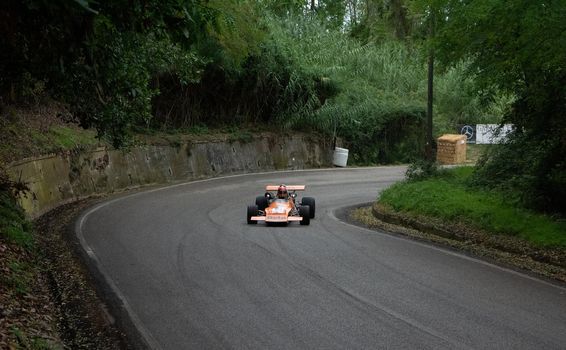 PESARO , ITALY - OTT 10 - 2021 : vintage CAR MARCH F2 IN RACE IN PESARO SAN BARTOLO