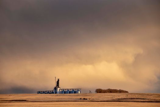 Prairie Storm Clouds rural Saskatchewan Grain Elevator