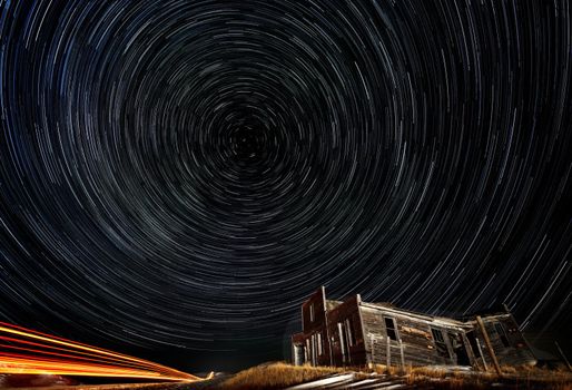 Night Shot Rural Ghost Town Galilee Saskatchewan