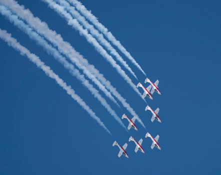 Snowbirds Acrobatic Flight Team flying in Moose Jaw Saskatchewan