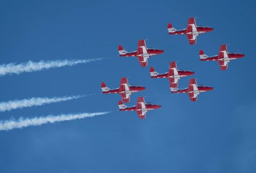 Snowbirds Acrobatic Flight Team flying in Moose Jaw Saskatchewan