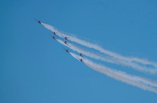 Snowbirds Acrobatic Flight Team flying in Moose Jaw Saskatchewan