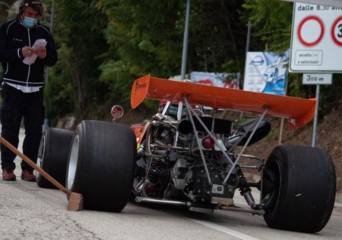 PESARO , ITALY - OTT 10 - 2021 : vintage CAR MARCH F2 IN RACE IN PESARO SAN BARTOLO