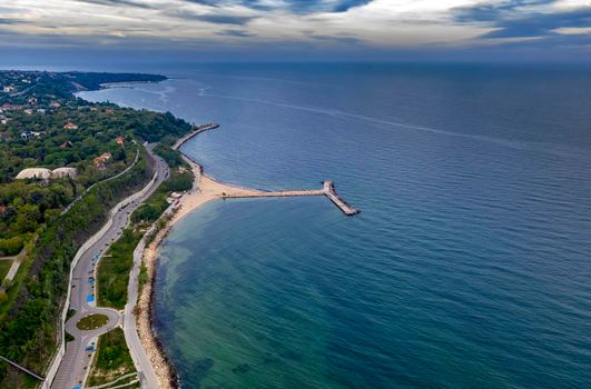 A beautiful aerial view to Varna coast from The Sea Garden.