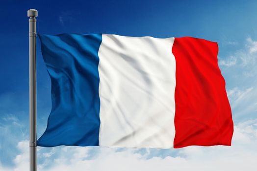 France flag on sky background
