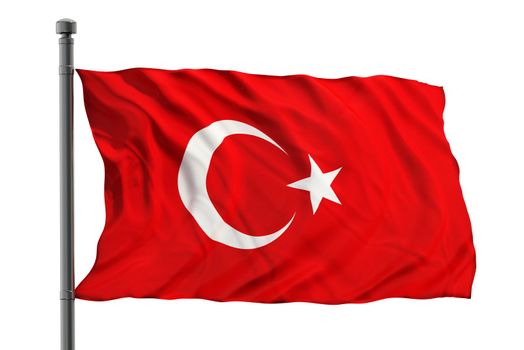 Flag of turkey on white background