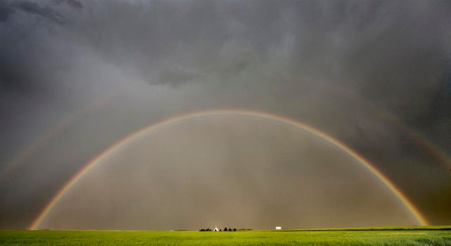 Rainbow Storm Clouds Canada Saskatchewan Dramatic Summer