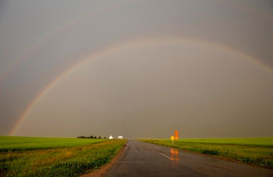 Rainbow Storm Clouds Canada Saskatchewan Dramatic Summer