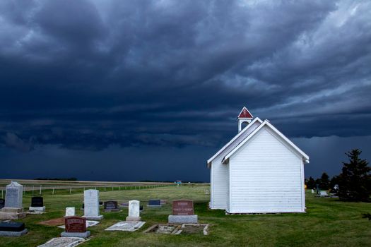 Ominous Storm Clouds Prairie Summer Country Church