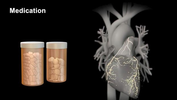 Heart medicine and strengthening heart 3D illustration