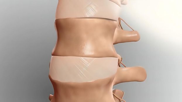 Cervical spine .Chronic Low Back Pain. 3D illustration