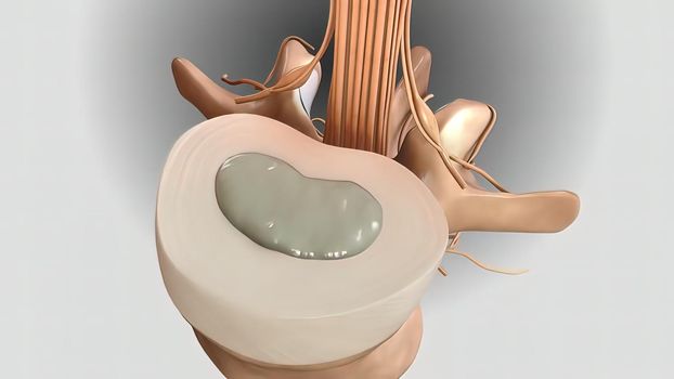 Cervical spine .Chronic Low Back Pain. 3D illustration