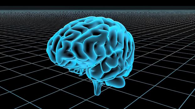 3D Medical 3D illustration of human brain rotating on black background