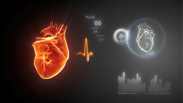 Heart Blood Pumping. Coronary Circulation. Science And Health Related 3D Render .