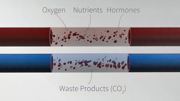 Cardiovascular System Human Blood Arteries And Veins 3D illustration