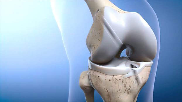 The ligament can also tear due to work injuries or automobile accidents. 3D illustration