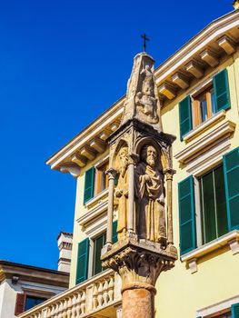 ancient medieval wayside shrine in Verona, Italy HDR
