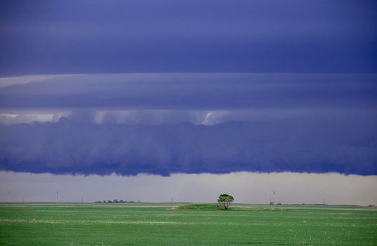 Ominous Storm Clouds Prairie Summer Rural Scene